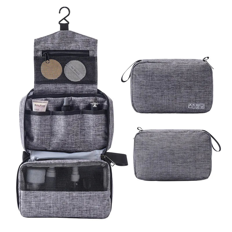 Large Capacity Waterproof Portable Travel Cosmetic Bag Custom Logo Polyester Fashion Hanging Woman Man Candy Zipper Foldable