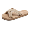 Ethnic Style Korean Trend Women's Outdoor Flip-Flops Platform Straw Woven Travel Jute Sole Sandals Beach Slides for Slippers