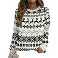 Vintage Jacquard Santa Sweater Pullover New Year Crew Neck Long Sleeve Oversize Top Hood 3D Printed Christmas Elk Summer Casual