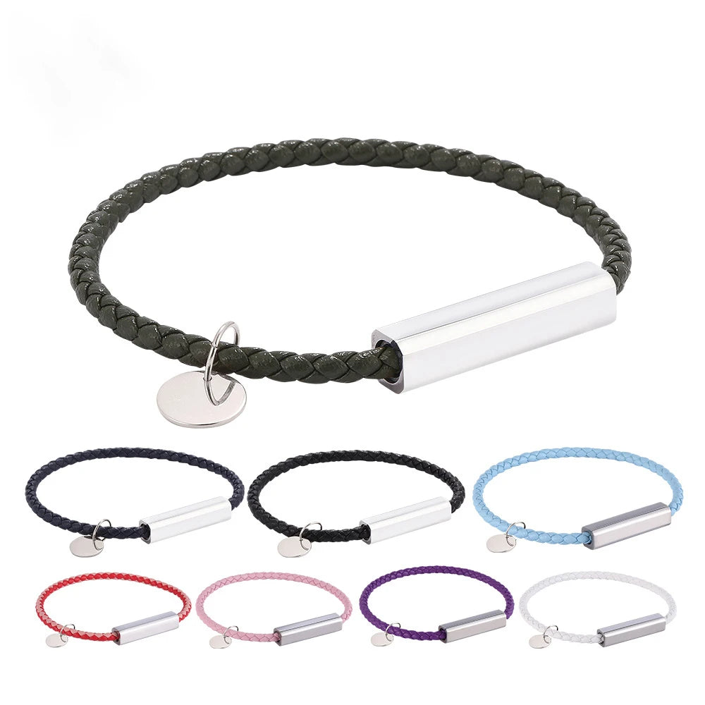 Trendy Men's Leather Rope Bracelet Stainless Steel Bracelet Men Leather Handmade Jewelry Gifts