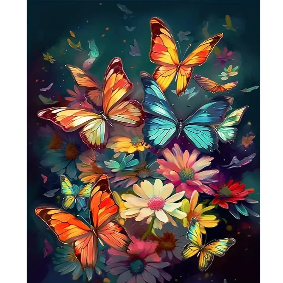 Painting by Numbers for Adults Colorful Butterfly Starter Kit Picture on Numbers Painting Animals for Home Decoration 40x50