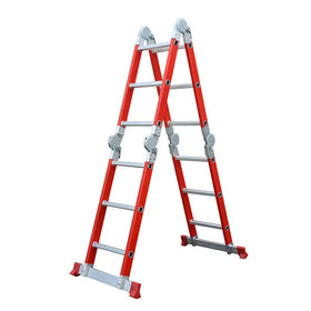 4 X 2 Modern Exterior Use FRP Industrial Ladder Multifunctional Foldable 2.4m Multi-Position 150kg Load Capacity Large Joint