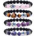 Wholesale Natural Stone Beads Bracelet for Men and Women Elastic Amethyst Rose Quartz Tiger Eye Crystal Pyramid Bracelet