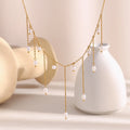 Luxury Quality Jewelry 18k PVD Gold Plated Waterproof Pearl Tassel Stainless Steel Necklace 2025 Trend