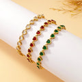 Luxury Fashion Stainless Steel Jewelry Wholesale 18K Gold Plated Love Heart Diamond Tennis Chain Bracelet and Bracelet for Women