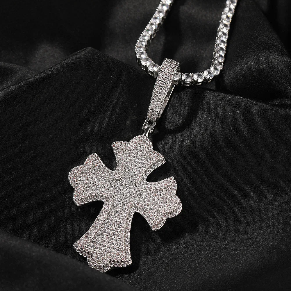 Hip Hop Gothic Cross Pendant Men Women Gold Plated Charm Pendant Iced Out Christian Cross Pendant Necklaces