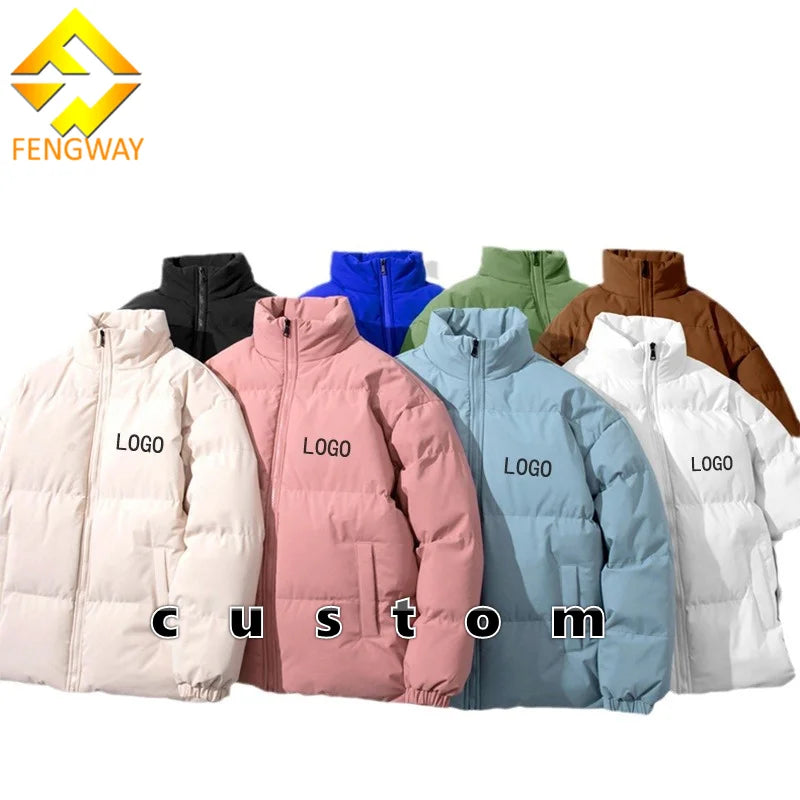Fengway Custom Logo Blank Women's Bubble Coat Stand Collar Down Coat Winter Warm Puffer Jacket for Women