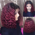 Brazilian Curly Bob Wig Deep Wave Lace Front Human Hair Wigs Remy 13x4 Highlight Ombre Color Lace Wig 150% Black Women