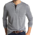 Fashion T-shirt Men Elegant Fashion O Collar Solid Color Long Sleeve Pocket Top Men Commuter Shirts