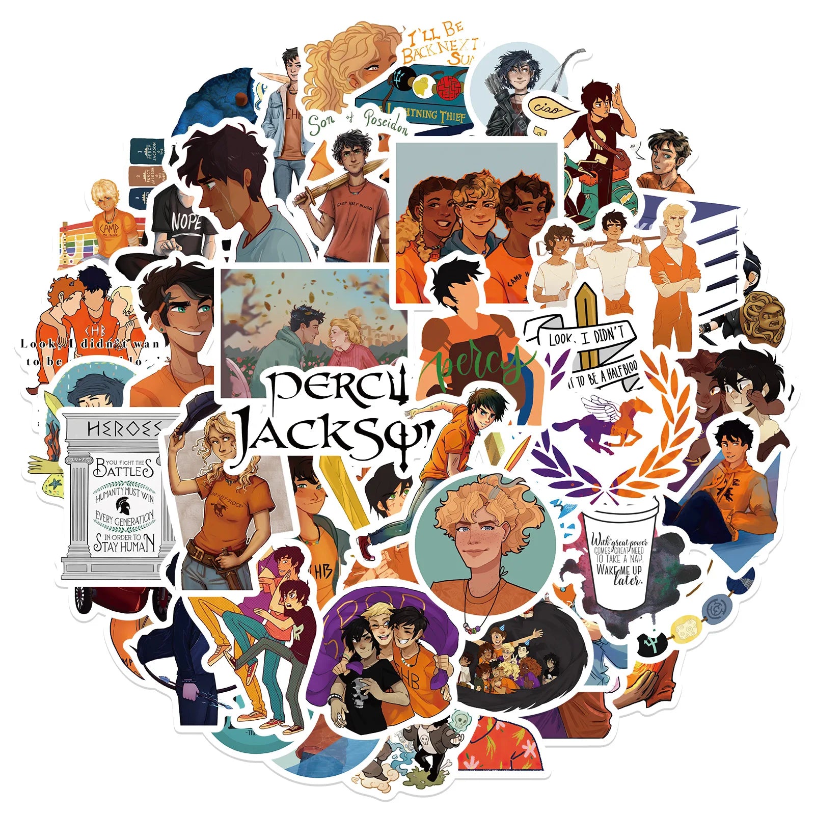 50PCS Global Popular Adventure Movie Fantasy Cartoon Characters Percy Jackson and the Olympians Sticker
