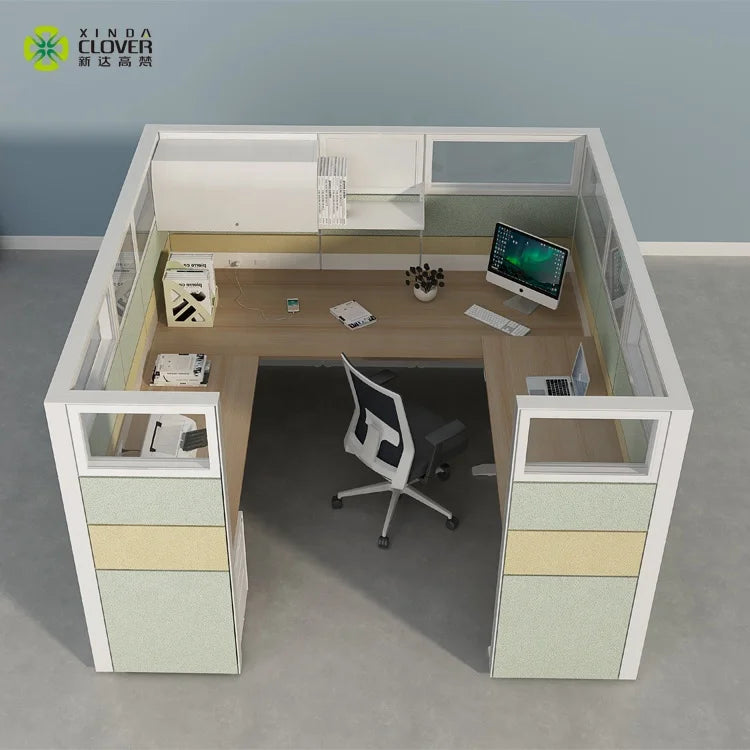 Custom Made Modern Large L Shaped Desk Cubicle Office Table with Melamine Material for Workshop Use
