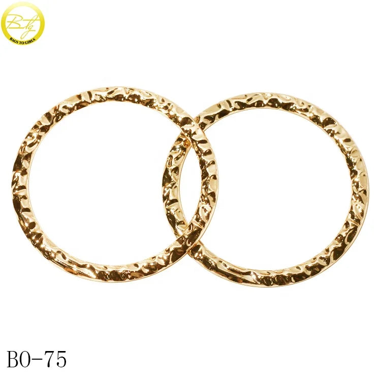 Wholesale Pattern O Buckle Bikini Accessories Zinc Alloy Gold logo Blanks Round Ring Clip Hooks for Swimwear