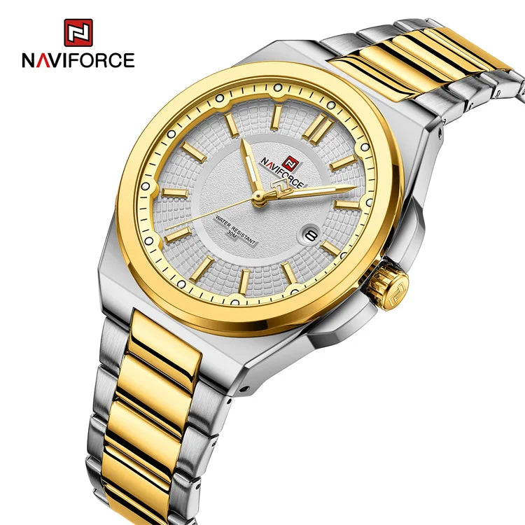 NAVIFORCE 9212 GW Men Brand Watch Quartz Watch with Japan Movement 3 ATM Waterproof Classic Wristwatches