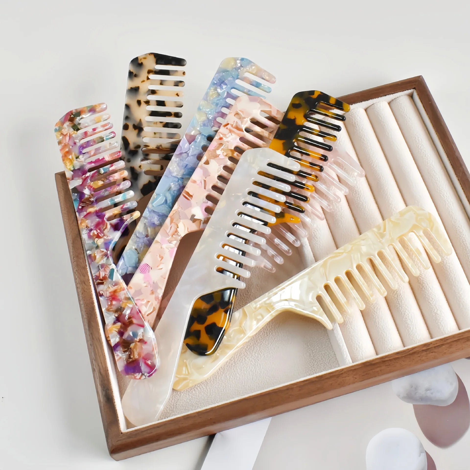 Custom New Acetate Hair Comb Simple Wide Tooth Comb Long Handle Anti-Static Hair Combs for Women