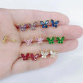 EC1852 Hot Sale Dainty Minimalist 18K Gold Plated CZ Micro Pave Crystal ButterflyStuds Earring for Ladies