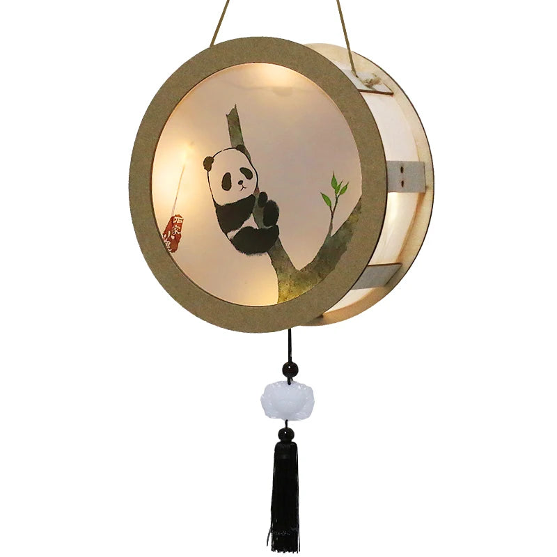 Popular Painted DIY Eco-friendly Paper Art Antique Wooden Paper Pattern Lantern for Bedroom