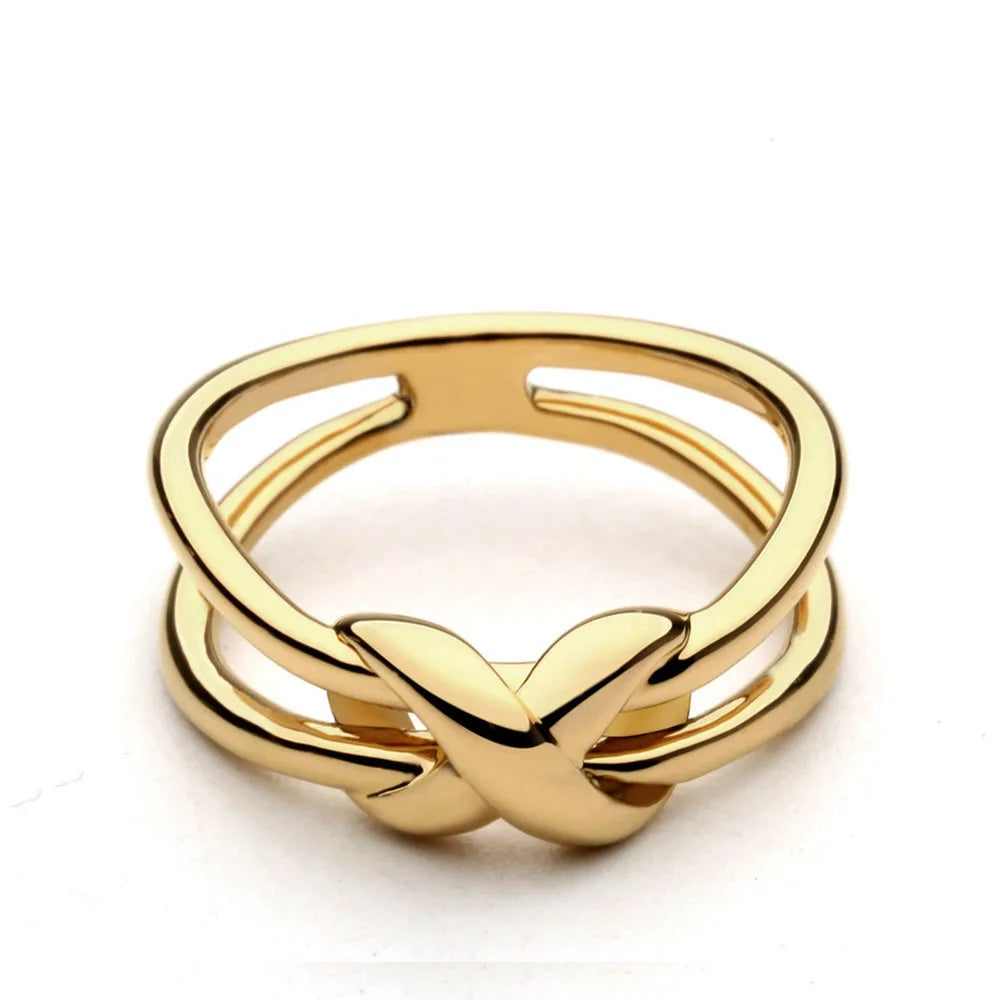 Double Line Knotting Unique Design Fashion Engagement Rings Inlay Anel Feminino for Women Popular Style Parties Jewelry