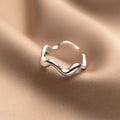Irregular Geometric Wave Shape Minimalist Ring Adjustable Open Knuckle Finger 925 Sterling Silver Rings Fine Jewelry Women