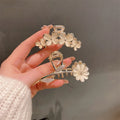 Korea Daisy Flower Cat's Eye Advanced Sense Rhinestone Checkerboard Colorful Hairpin Back Head Hair Clip Female Hair Accessories