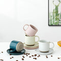 Morandi Color 150ml Ceramic Mini Espresso Cups Set Demitasse Mugs with Saucer Pottery Tea Cups & Saucers