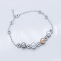 B140 6-8mm 925 Sterling Silver Gold Plated Wholesale Freshwater Pearl Charm Bracelet Mounting Fancy Jewelry Resizable for Women