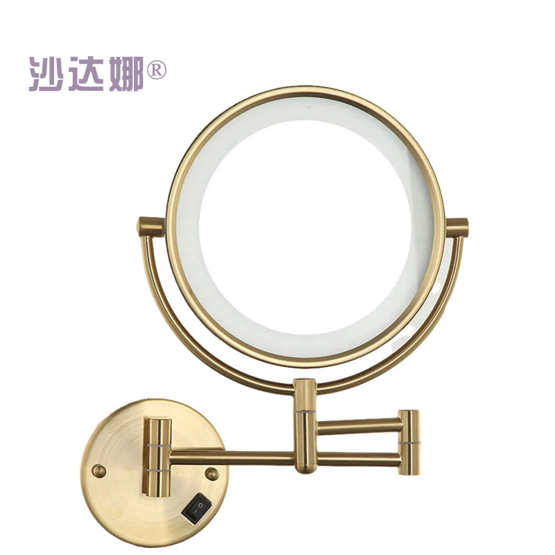 Hot Selling Vanity Makeup Mirrors With Led Light Hotel Bathroom Wall Mounted Tri-Fold Rotating 7X Magnifying Defogger Mirror