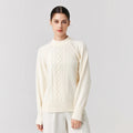 Autumn Winter High Quality Wool Sweater O-neck Twist Harf Turtleneck Knitted Pullover Loose White 100% Wool Sweater for Women