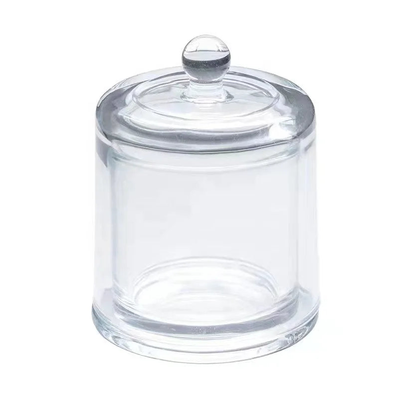 Clear Empty Luxury Glass Candle Jar with Metal/Wood Lids Eco-friendly Customizable Sizes & Handmade