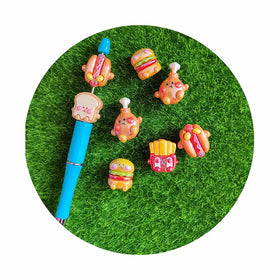 Loose Spacer Beads with Hole Fries Burger Acrylic Beaded 100pcs DIY Craft Fit Ballpoint Pen Bracelet Decoration