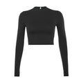Solid Basic Long Sleeve Womens Tshirt Casual Black White Fashion T Shirt Ladies Fashion Korean Tee Crop Top Shirt