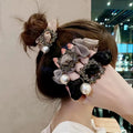 Fashion Woman Rhinestones Hair Ties Big Pearl Scrunchies Girls Ponytail Holders Rubber Band Hair Accessories
