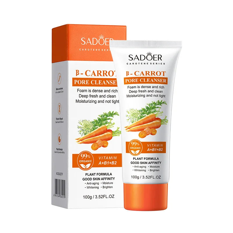 Hot Selling Dense Foam Deep Cleaning Oil Control Carrot Face Wash Pore Cleanser