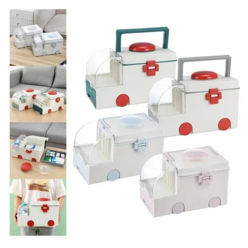 Ambulance Shape Home Medicine Box Container Plastic First Aid Kit Box
