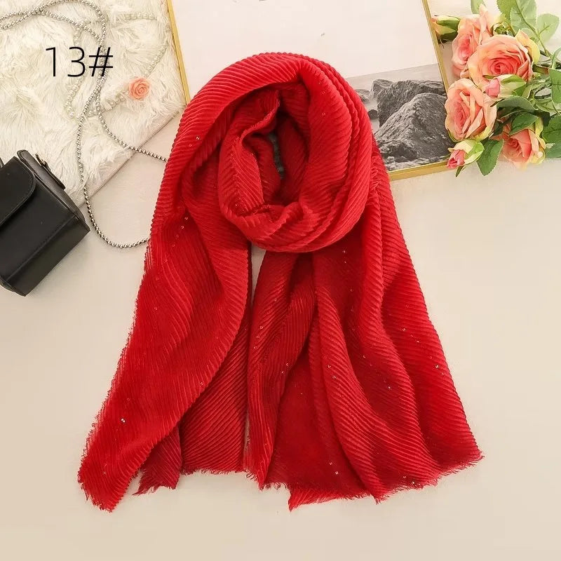 2023 Latest Fashion Cheap Price Hijab Cotton and Linen Sequin Crinkle Scarf 170*85 cm Size Cotton Veil