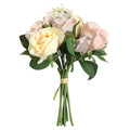 E-L017 Wholesale Wedding White Roses Bulk Silk Peony Artificial Flowers Rose Hydrangea Bouquet