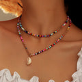 Bohemian Colorful Seed Bead Shell Choker Necklace Puka Shell Choker Necklace Cowrie Shell Necklace for Women and Girls