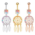Set 10 Colorful Zircon Dream Catcher Belly Button Piercing Rings 316L Stainless Steel Gold Navel Ring Stud Jewelry for Wedding