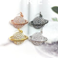 Delicate Jewelry Wholesale Plated Rose Gold/Silver/Black/Gold Plate Saturn Planet Pendant Zircon Charm Necklace Women's Bracelet