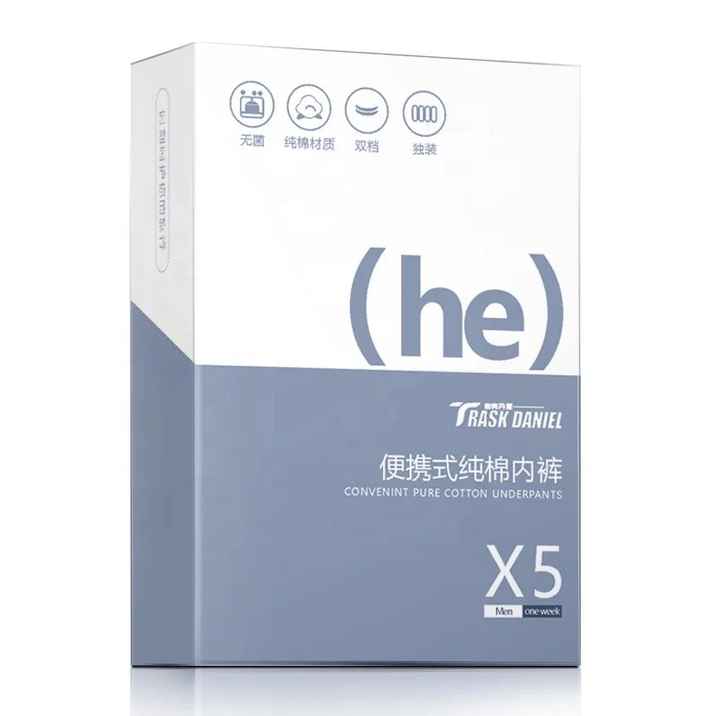 Underwear Oem Customized Pure Cotton Breathable Disposable Underwear for Men's Brief