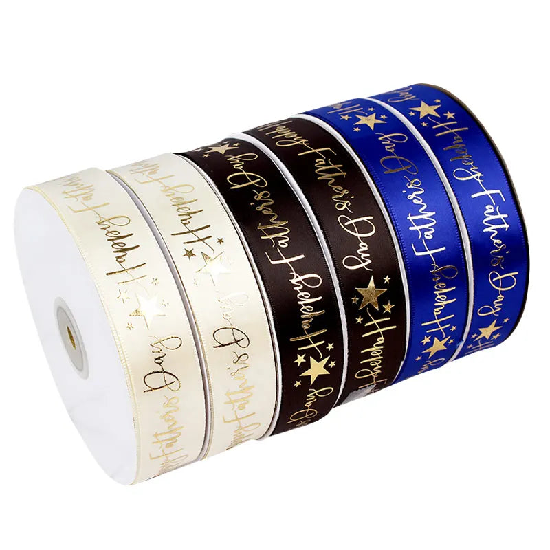 Customized LOGO Happy Birthday Ribbon Wholesale Production Grosgrain Print Happy Father's Day Ribbon