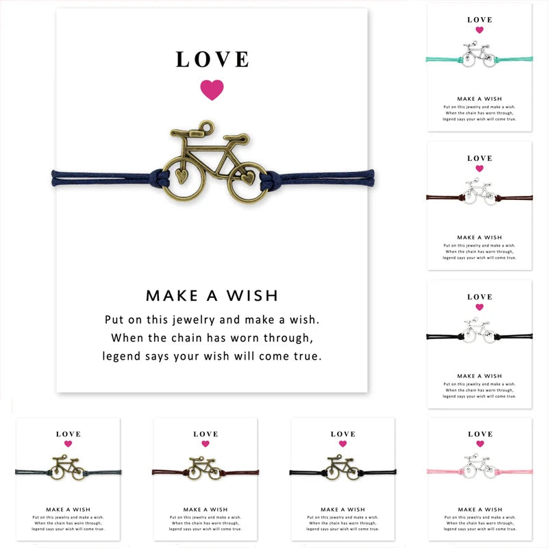 Manufacturer Handmade Motocross Cycle Racing Bicycle Cycling Biker Dirt Bike Riding Charm Men Rope Ladies Bracelet Women