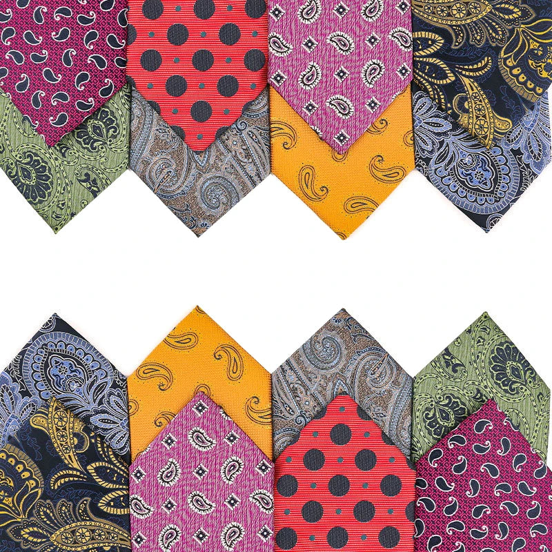 Men Ties Golden Yellow Neck Ties for Men Business Polyester Silk Necktie Paisley Cravate  Wedding Wholesale Custom Neckties