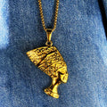 Fashion African Jewelry Stainless Steel Egyptian Queen Pendant Women Hophop 18k Gold Plated Nefertiti Pendant Necklace for Women