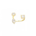 Adjustable Brass 18K Gold Plated Round Marquise and Square Shape Cut Zircon Open Ring for Women Stacking Gift