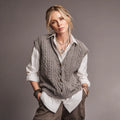 Women's Casual Wool-Blend Warm Vest Half Button Placket Breathable Knitted Fabric Front Logo for Cold Weather Featuring Tank Top