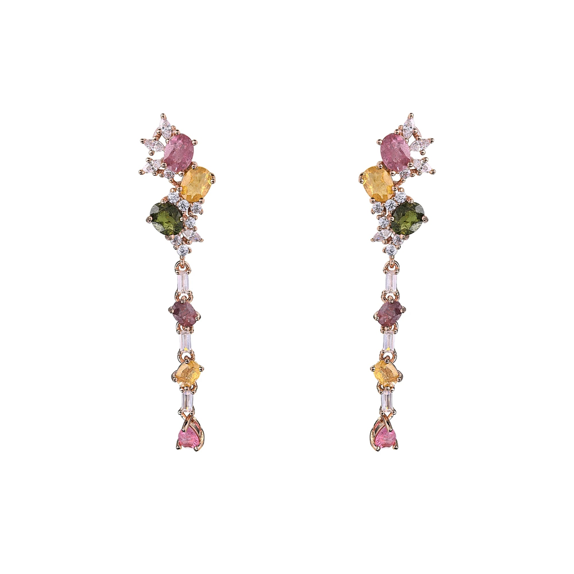 Elegant Rose Gold Plated 925 Sterling Silver  Natural Tourmaline Drop Earrings for Women Gifts for Mother's Day