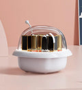 For JOYBOS Mini Spacecraft Styling 9-Slot Lipstick Organizer Dustproof Gloss Storage with Vintage Transparent Lip Injection