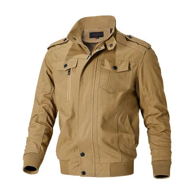 Plus Size Casual Jacket Pure Cotton Stand Collar Long Sleeve Loose Men's Jacket