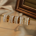 New Trendy Tennis Band Ring Stainless Steel Diamond Jewelry Ring 18k Gold Plated Shiny Crystal Zircon Wedding Engagement Ring