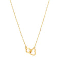 Trendy 18k Rose Gold Plated Simple Double Glossy Peach Heart Ring love Clavicle Chain Titanium Steel Necklace